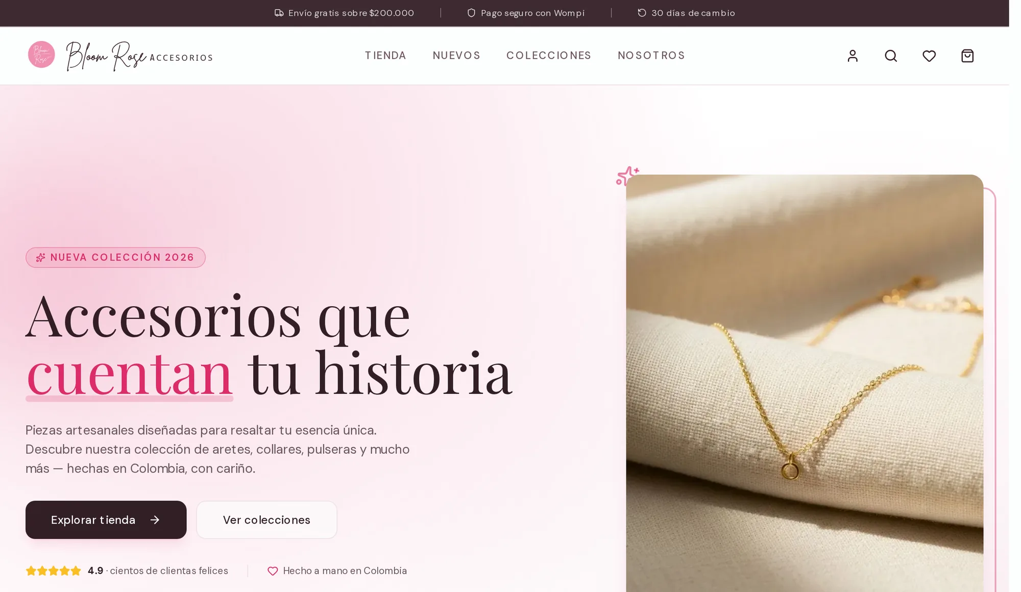 Bloomrose — tienda de bisutería y accesorios diseñada y construida por JV Agencia